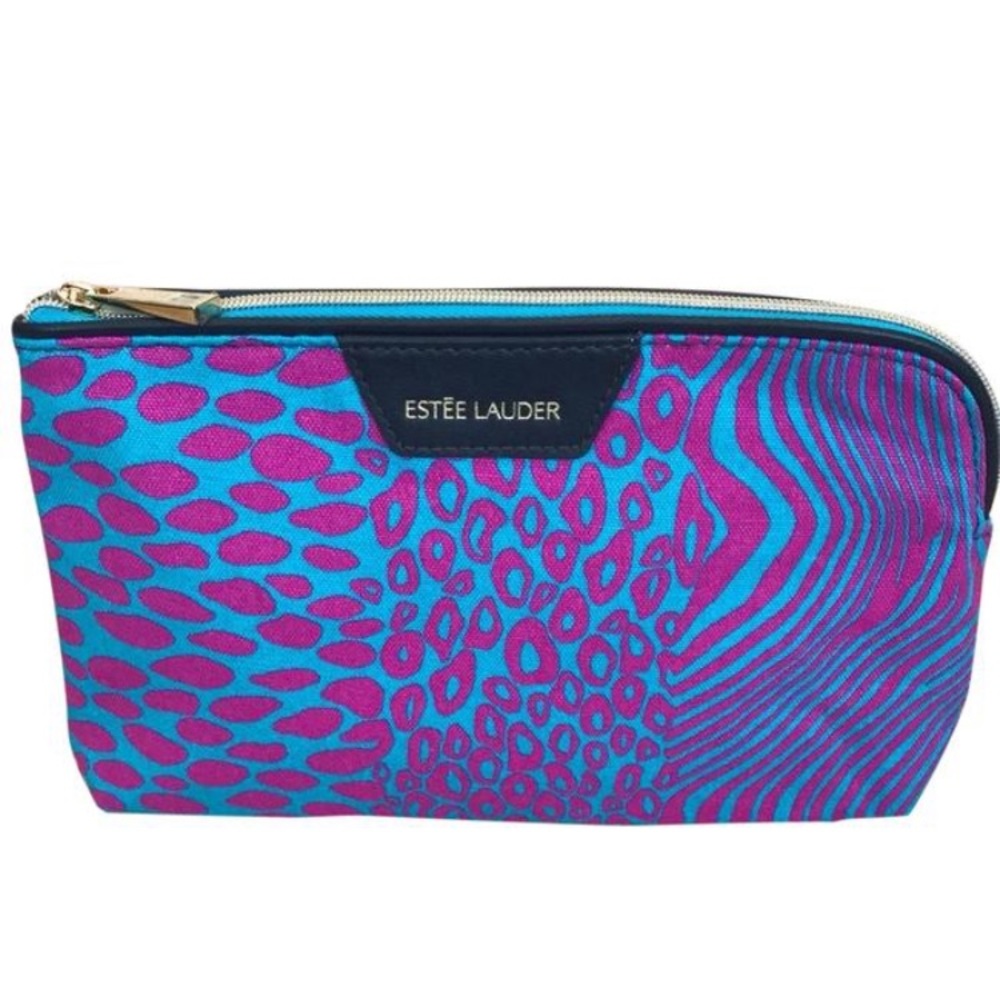 NWOT Estée Lauder Cosmetic Bag Blue & Pink